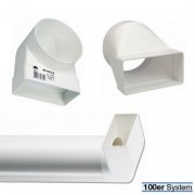 Ø 100 mm System: Anschlussteile flach / rund für Abluft + Zuluft Technik = Rund Ø  100 mm, Kanal 108 x 55 mm